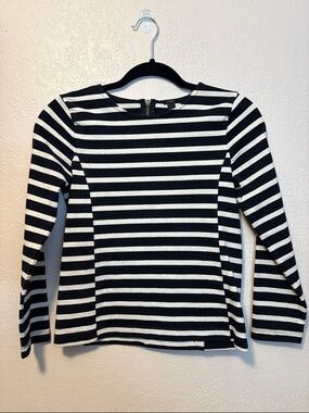 J. Crew Black & Cream Stripe Top XS